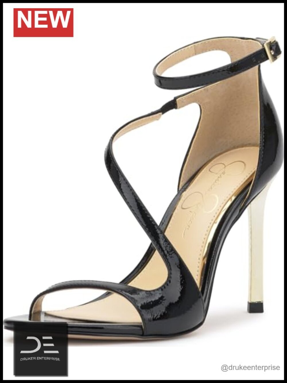 Asymmetrical Strap High Heel Sandals - Stiletto Heels, Round Toe, Party Shoes